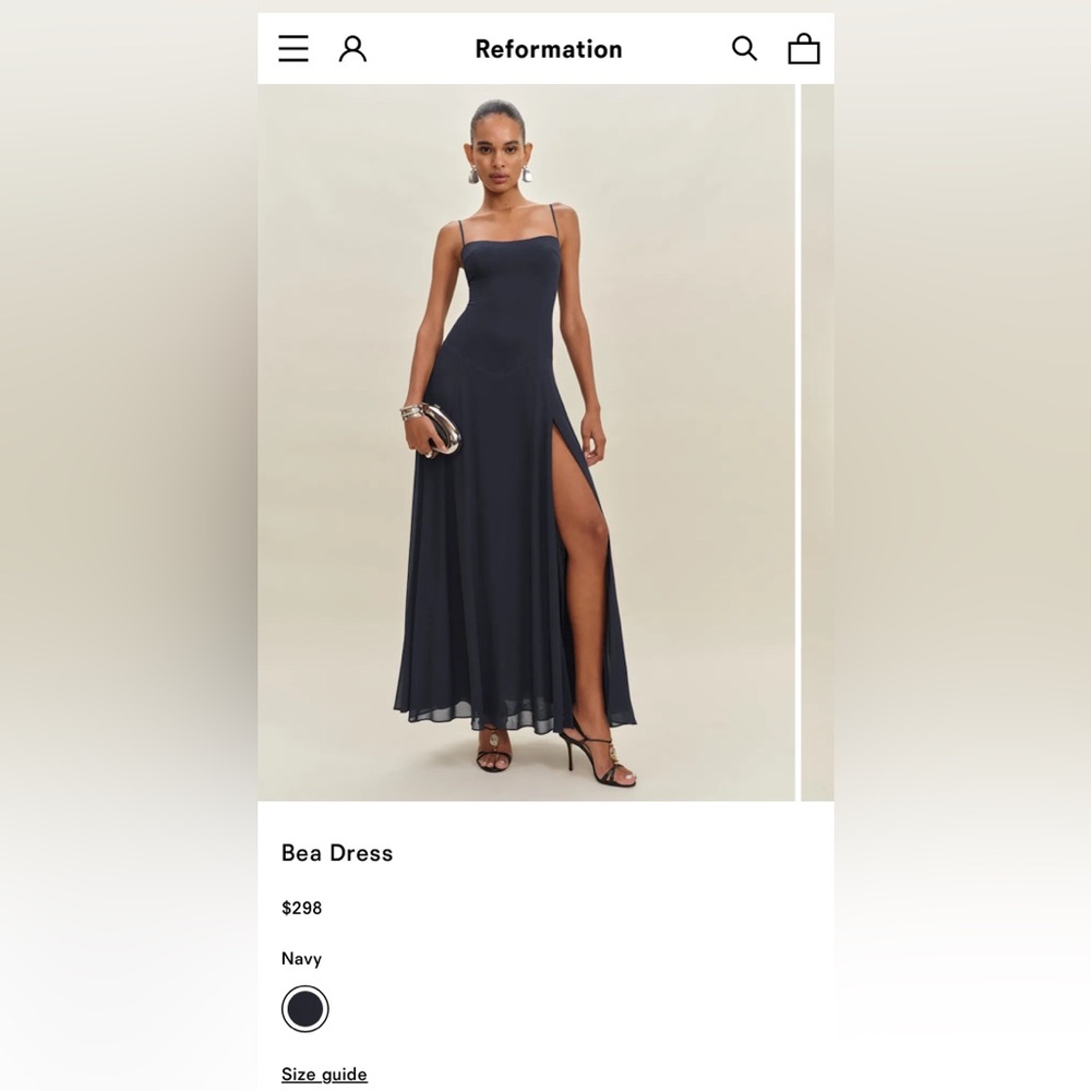 Reformation Strapless Navy Dress